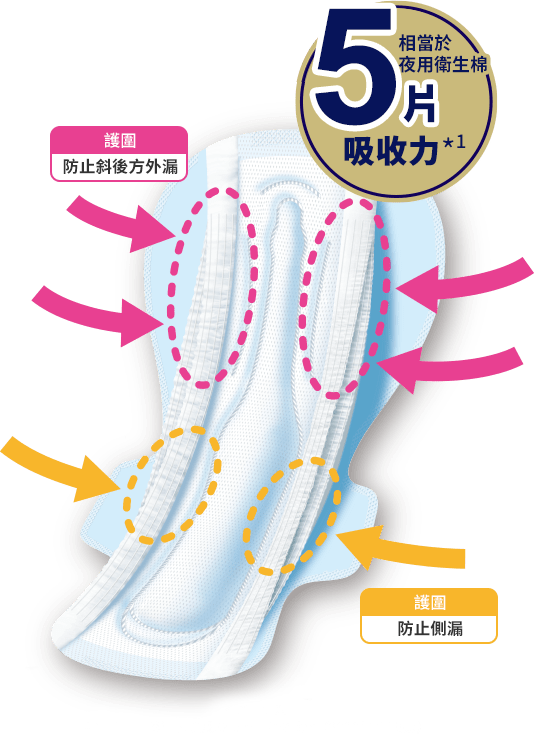 擁有相當於5片夜用衛生棉的吸收力