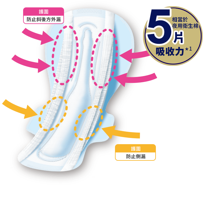 夜用ナプキンの5枚分の吸収力