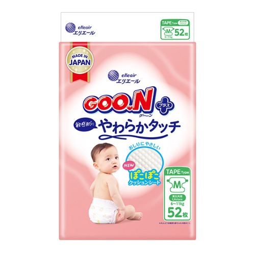 GOO.N PLUS 柔觸肌系列 黏貼型 M 52片