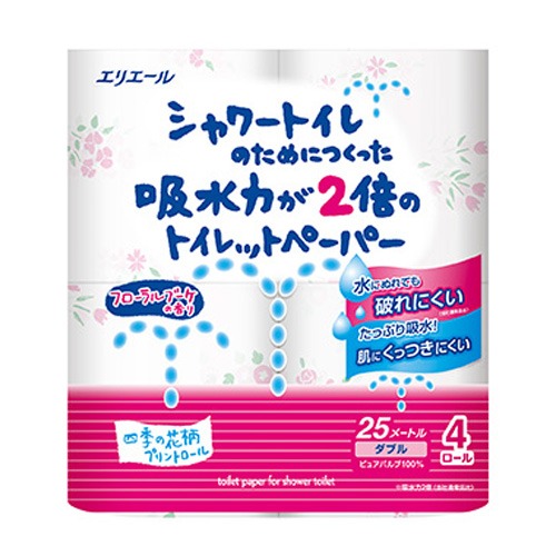 elleair溫水洗淨便座專用衛生紙4捲入(捲筒衛生紙 花香)