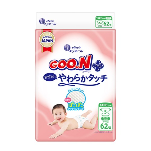 GOO.N PLUS 柔觸肌系列 黏貼型 S 62片