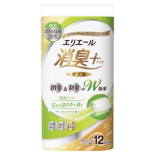 elleair抑臭+天然淨味捲筒衛生紙潔淨12捲入(微香型)
